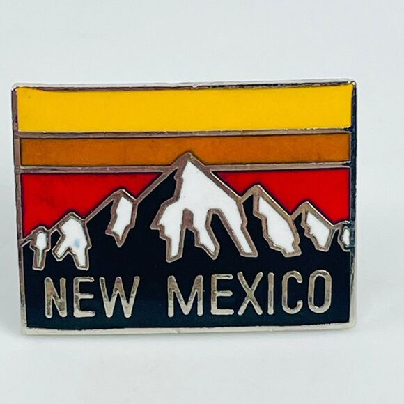 Jewelry - New Mexico Mountains Landscape Pinback Button approx 1 inch wide Rectangular
